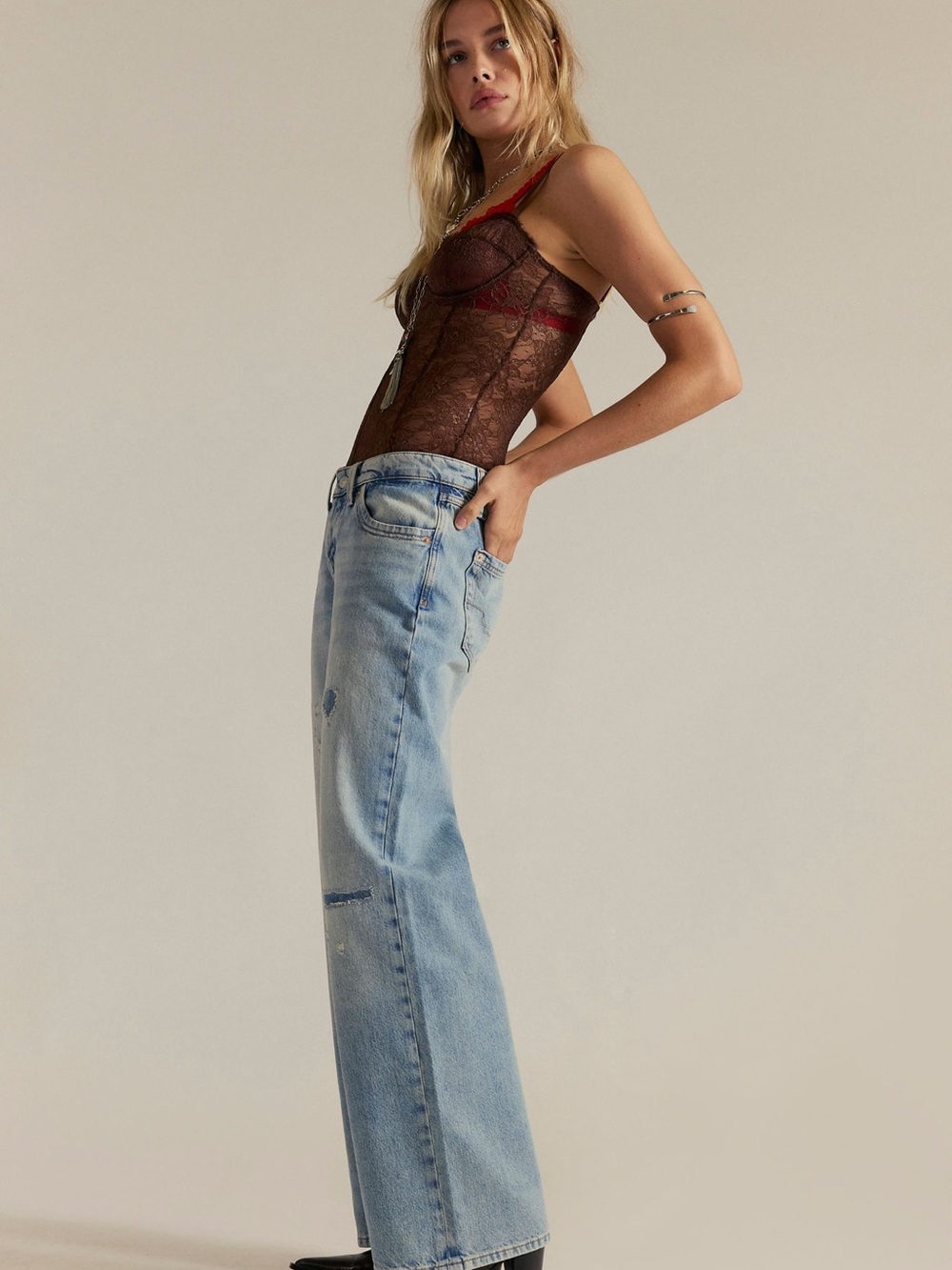 We The Free Tennessee Boyfriend Light Wash Wide-Leg Jeans STILL ON FP WEBSITE🔥